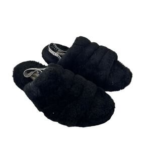 UGG Black Fuzzy Slide Slippers
